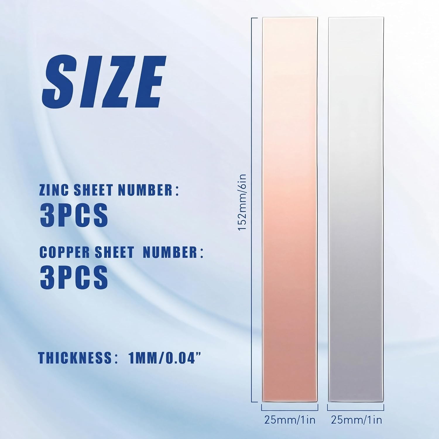 6 Pcs 99.9% Copper and Zinc Anode Sheets – Ideal for Electroplating Applications