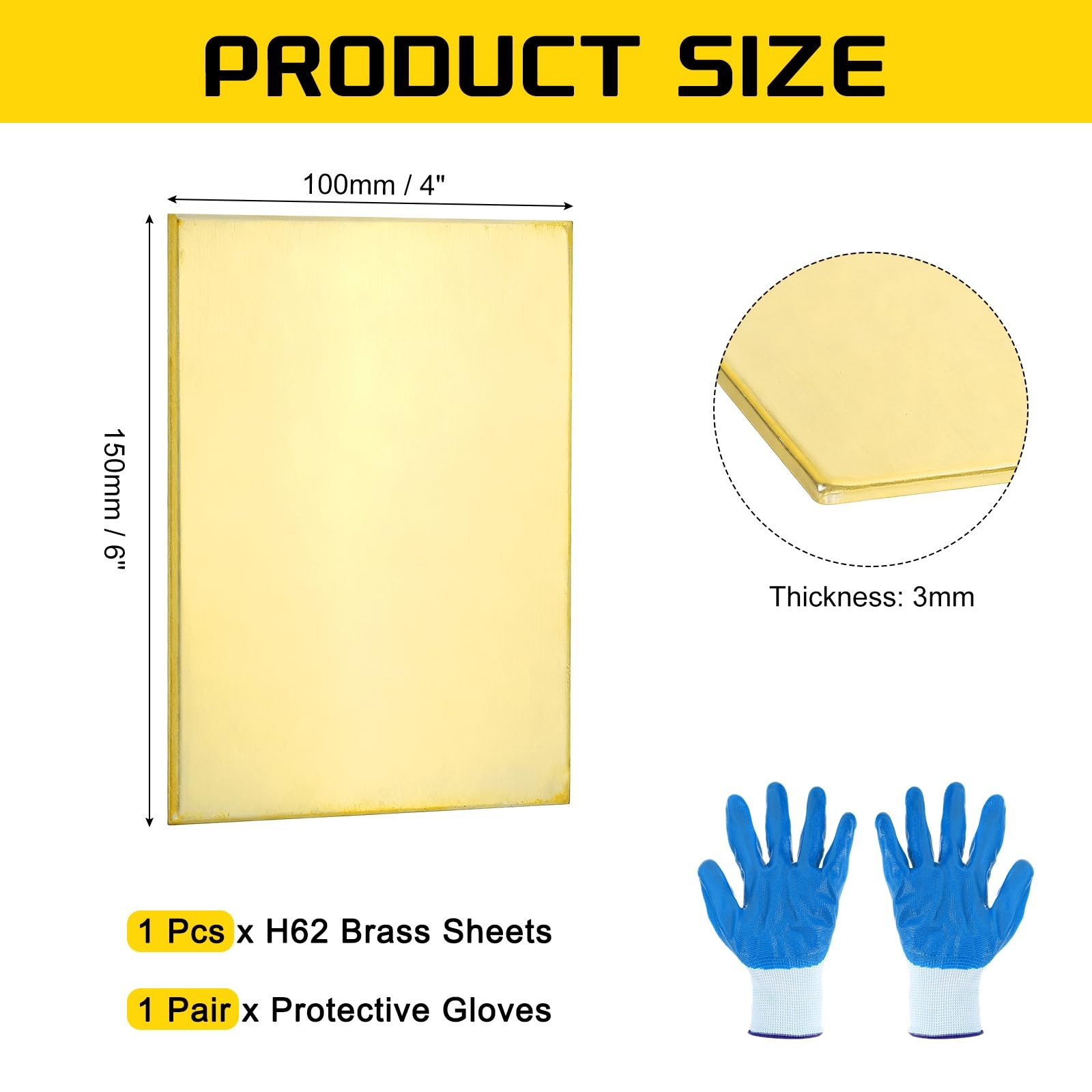 Brass Sheet, 4″ X 6″ 10 Gauge3mm Thickness H62 Brass Metal Plates Thin Metal …