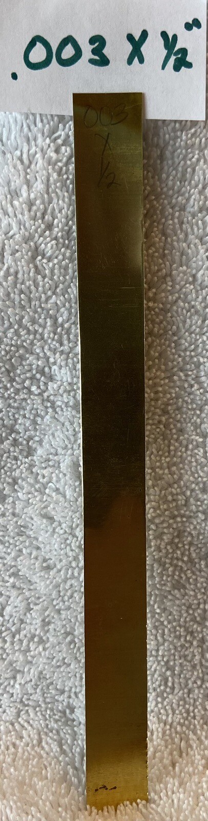 Brass Shim .003 In. / .076 mm Thick 6″ X 1 1/2” Sheet Flat One Unpolished Piece
