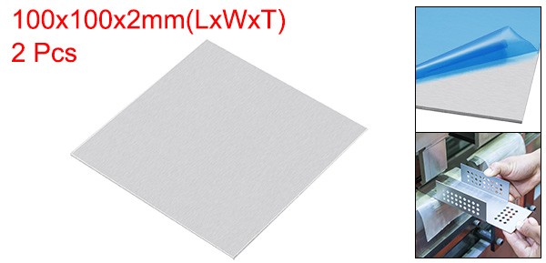 100mm x 100mm x 2mm Rectangle 1060 Aluminum Sheet Flat Metal Plate Stock 2Pcs