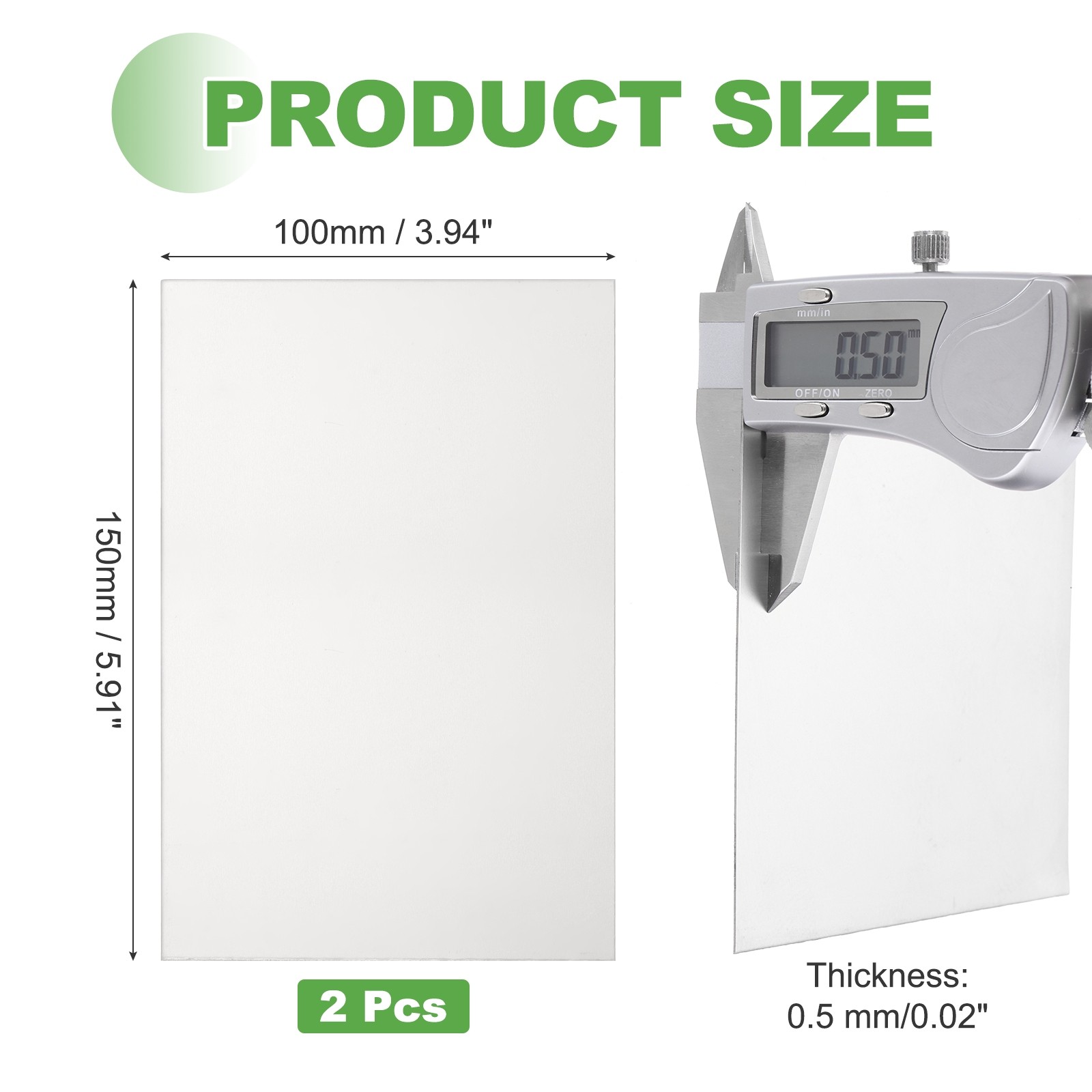 2 Pcs Pure Grade TA1 Titanium Plate Sheet, 150x100x0.5mm Titanium Metal Sheet