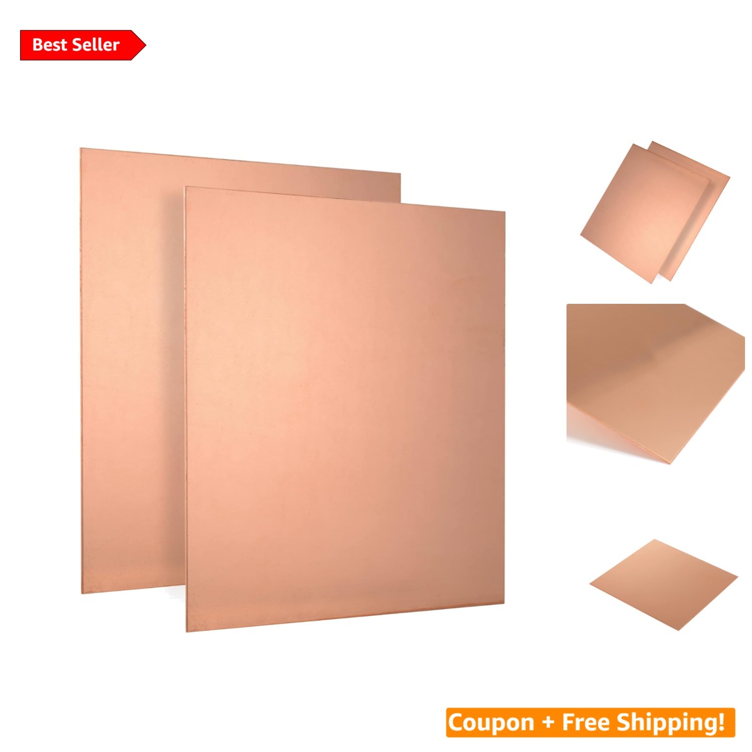 High-Quality 6×6 Inch Copper Plates – 18 Gauge for Crafts and Circuit Boards