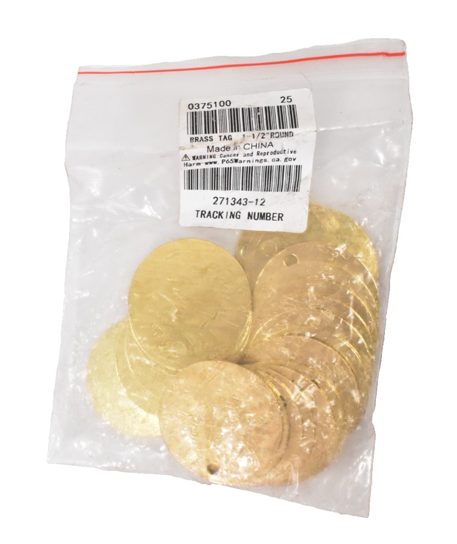 Lot of 25 Round Brass Blank Tags Set 1-1/2″ H x 1-1/2″ Wide Metal 0375100