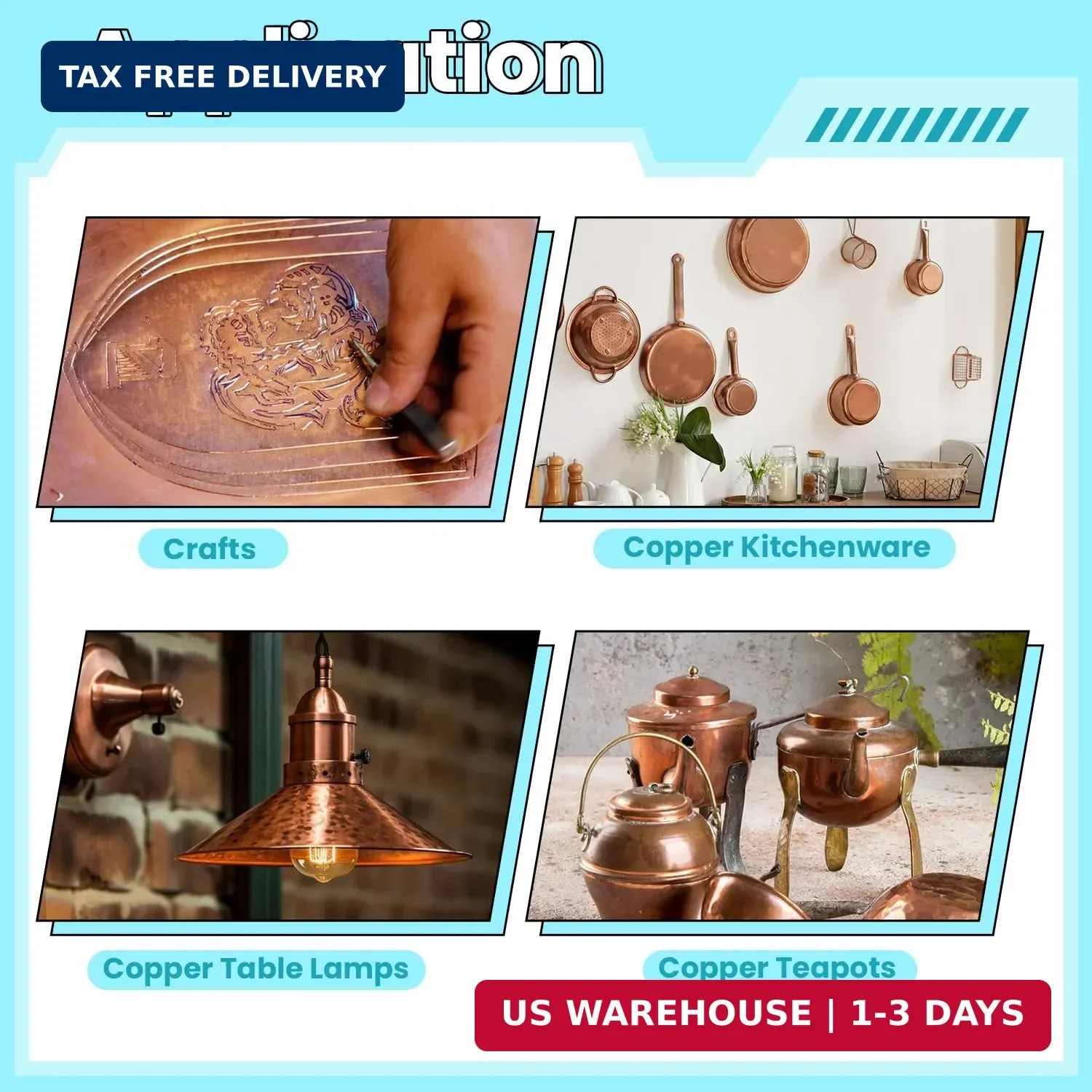 Copper Sheet, 2 Pieces of Copper Plates 4″×2″-18 Gauge(1mm) Thickness, 99% Pure