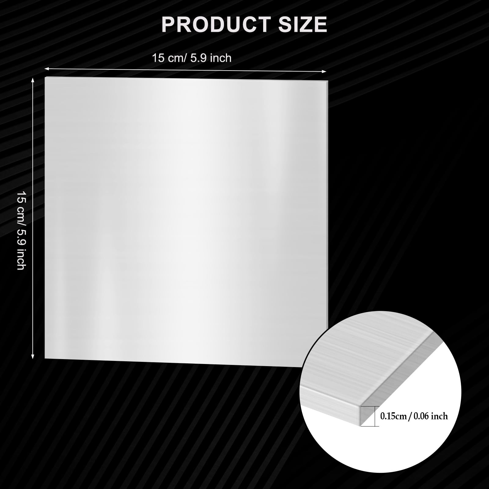 2PACK 6 x 6 x 1/16 Inch 304 Stainless Steel Sheets – 6 x 6 inch, Silver