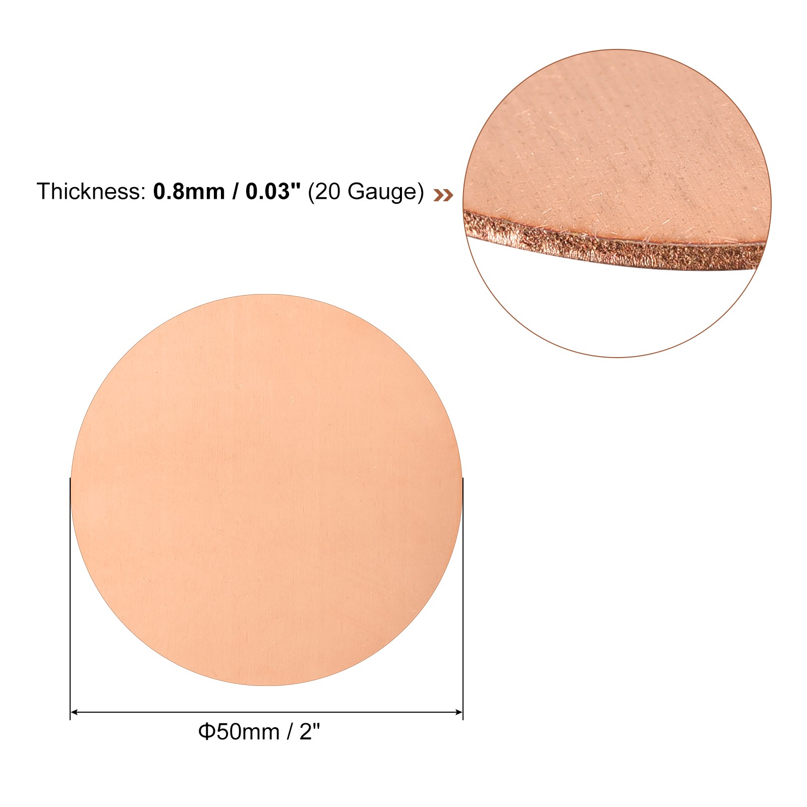4pcs Pure Copper Sheet 2″ x 0.03″ 20 Gauge T2 Copper Metal Round Plate