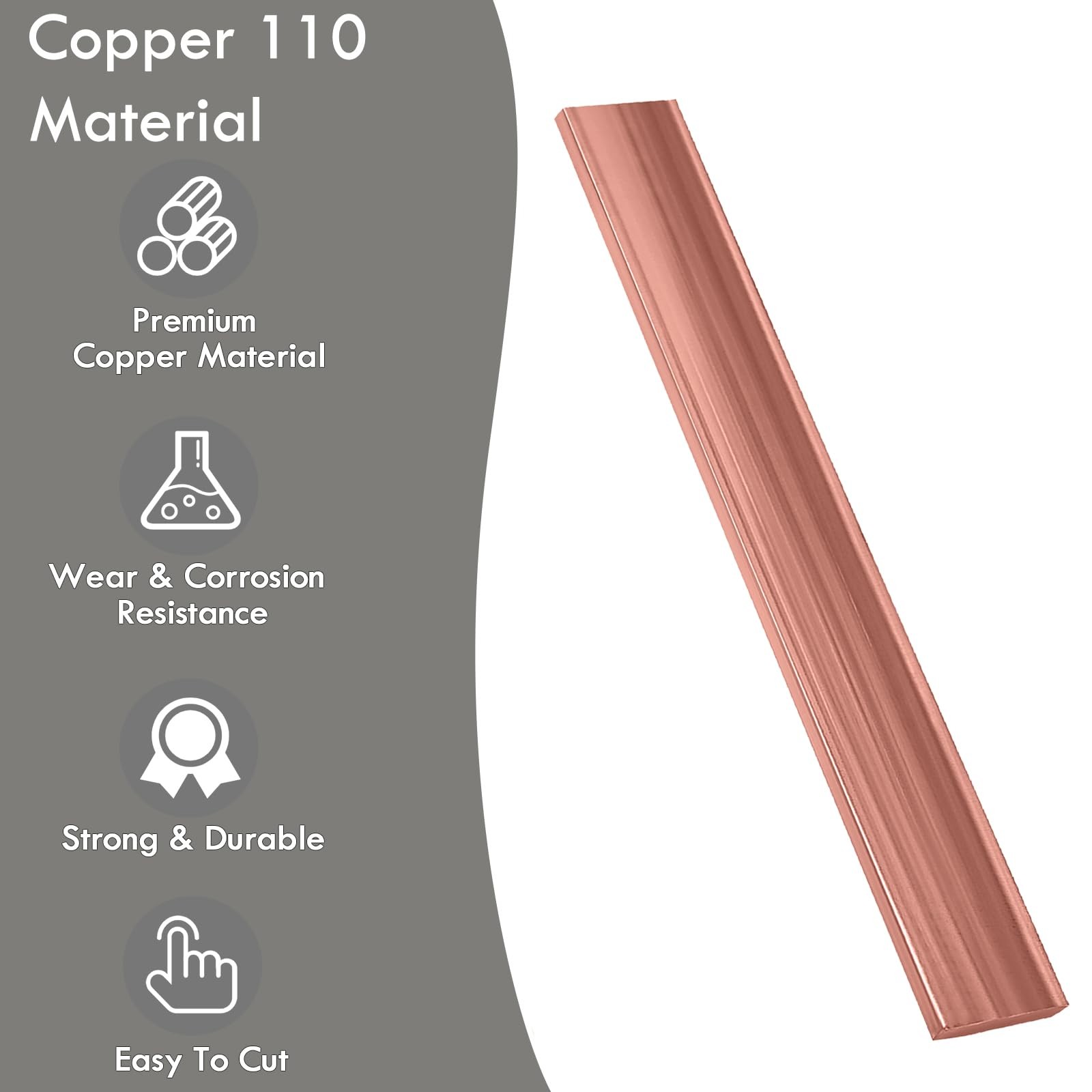 Copper 110 Flat Bar 1/4 x 2 x 6 Inch Long Bus Bar Stock 6mm x 50mm x 152mm