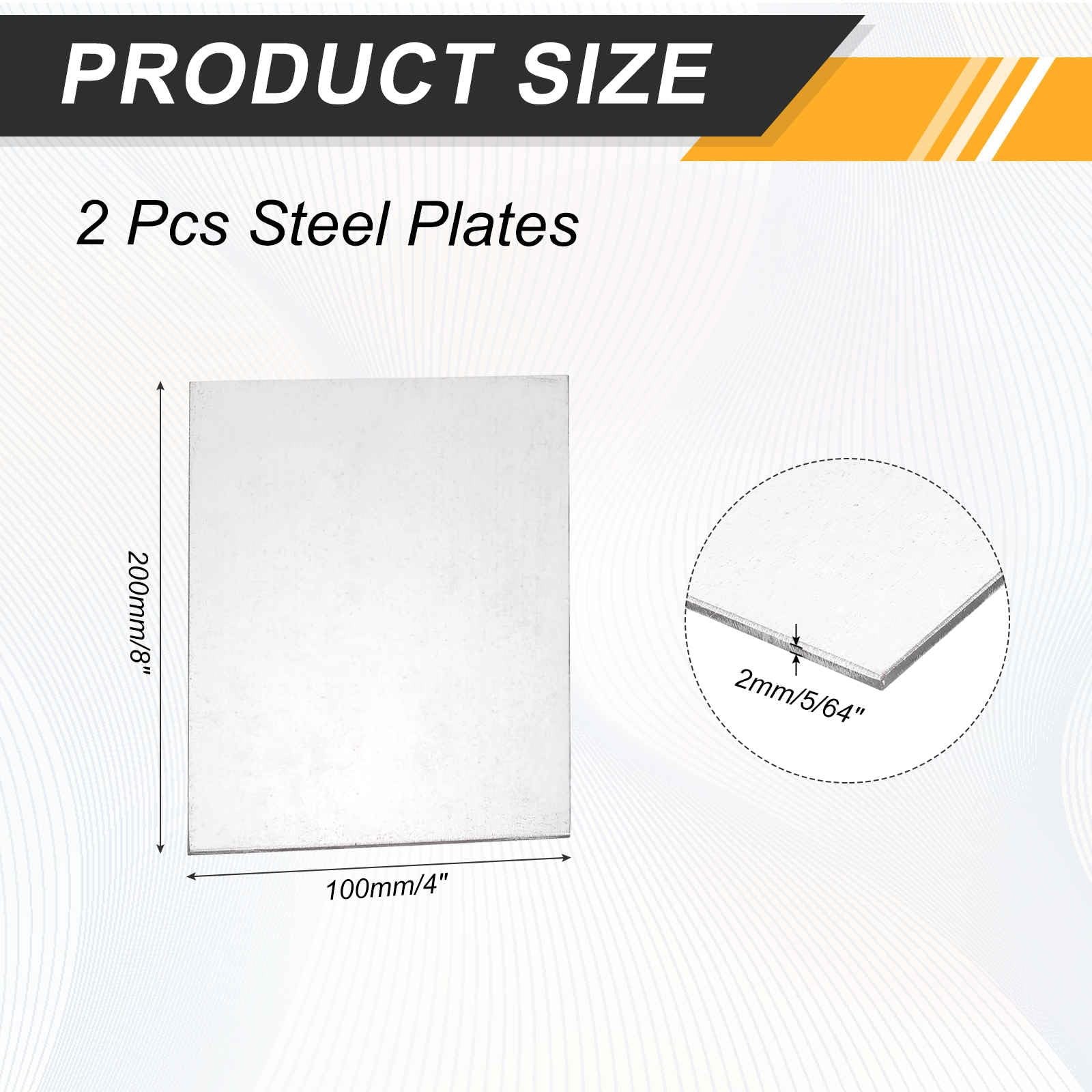 MECCANIXITY 2 Pcs 5/64″ Hot Rolled Steel Sheets, 8″ x 4″ Steel Plate Base Met…