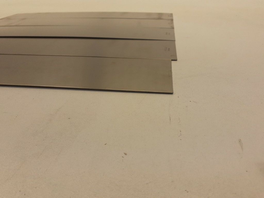 5x Hasberg underlay films 100x500mm stainless 1.4mm thick feeler gauge tape