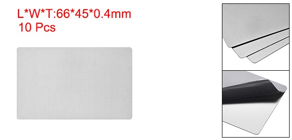66x45x0.4mm Brushed 201 Stainless Steel Blank Metal Card Silver Tone 10 Pcs