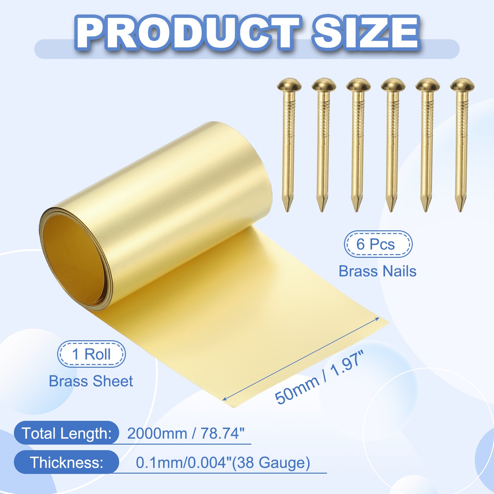 38 Gauge x 2″ x 78″ H62 Metal Film Brass Foil Plate, Brassy