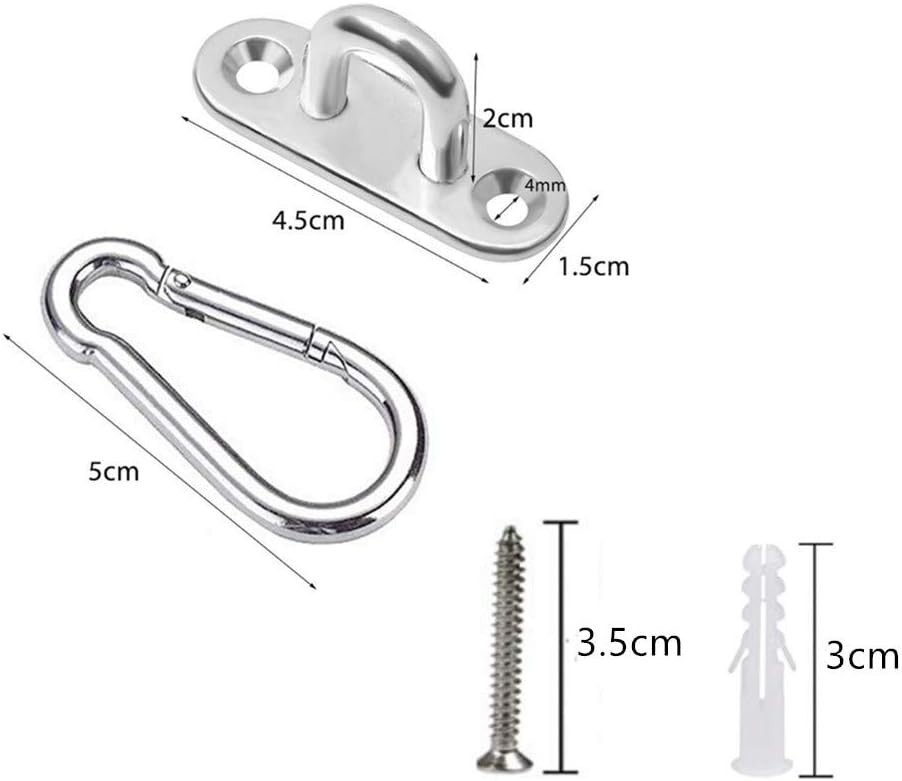 Stainless Steel Pad Eye Plate Set with Carabiner Clips