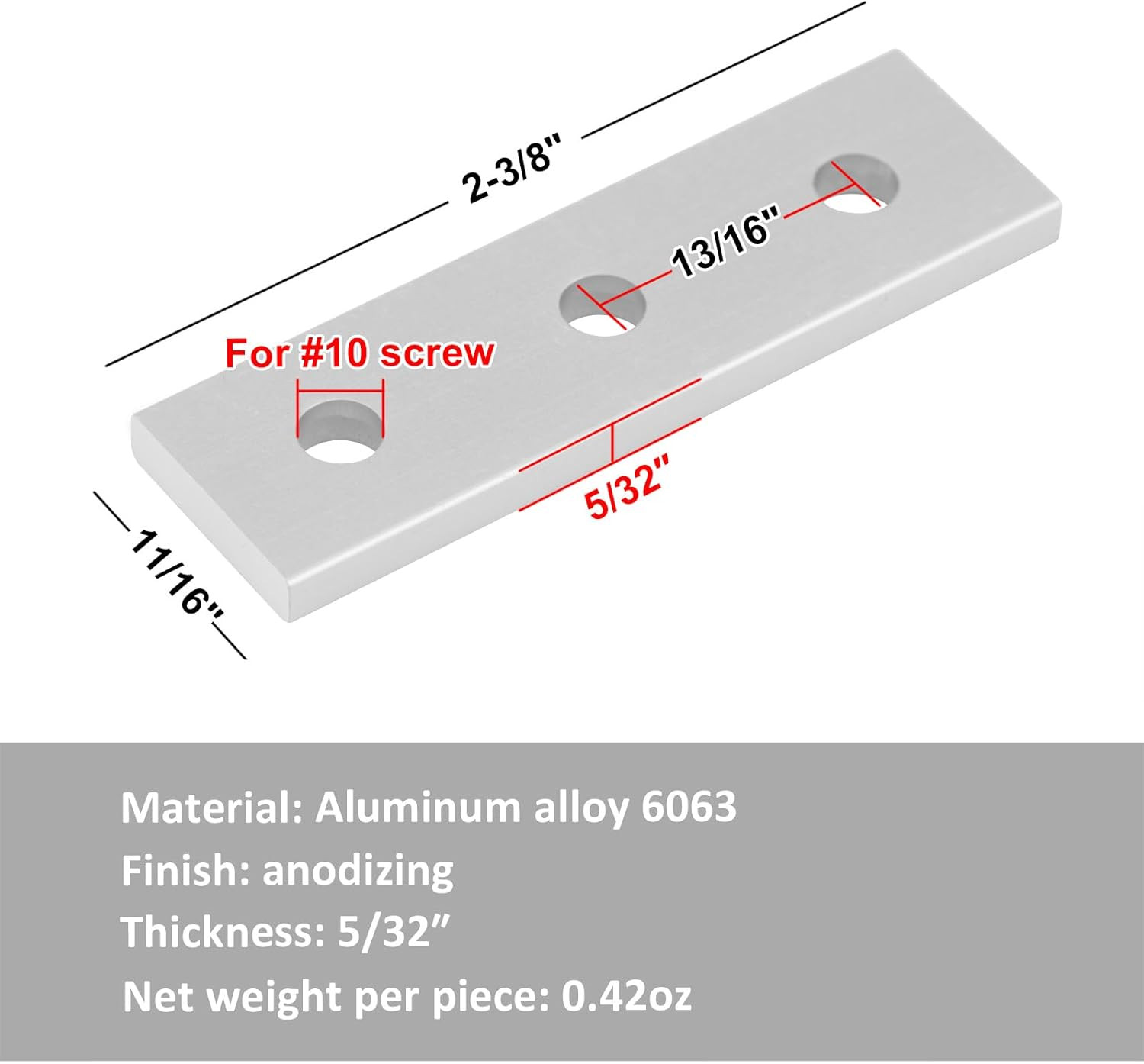 12 Pcs 3 Hole 2020 Aluminum Extrusion Joining Plate, Aluminum Mending Plate |