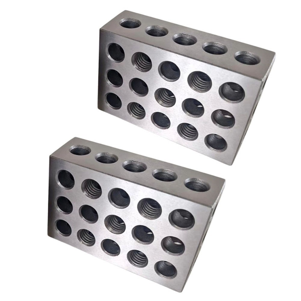 Matched Steel Blocks 25mm 50mm 75mm 23 Holes for Metalworking and Assembly