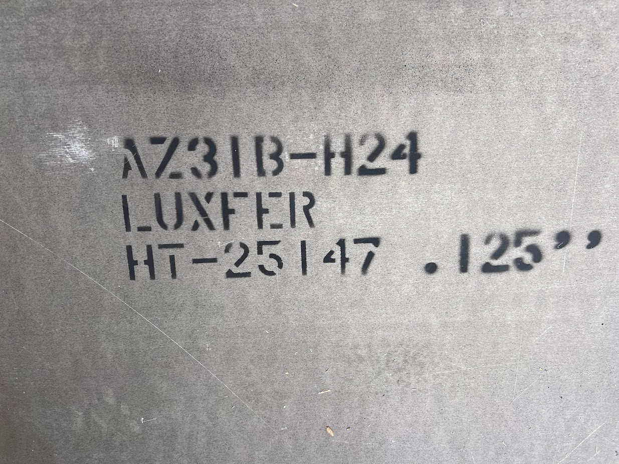 Magnesium Sheets 4′ x 12′ x 1/8″ thick. 10 Available. $100 ea. Pickup So Calif