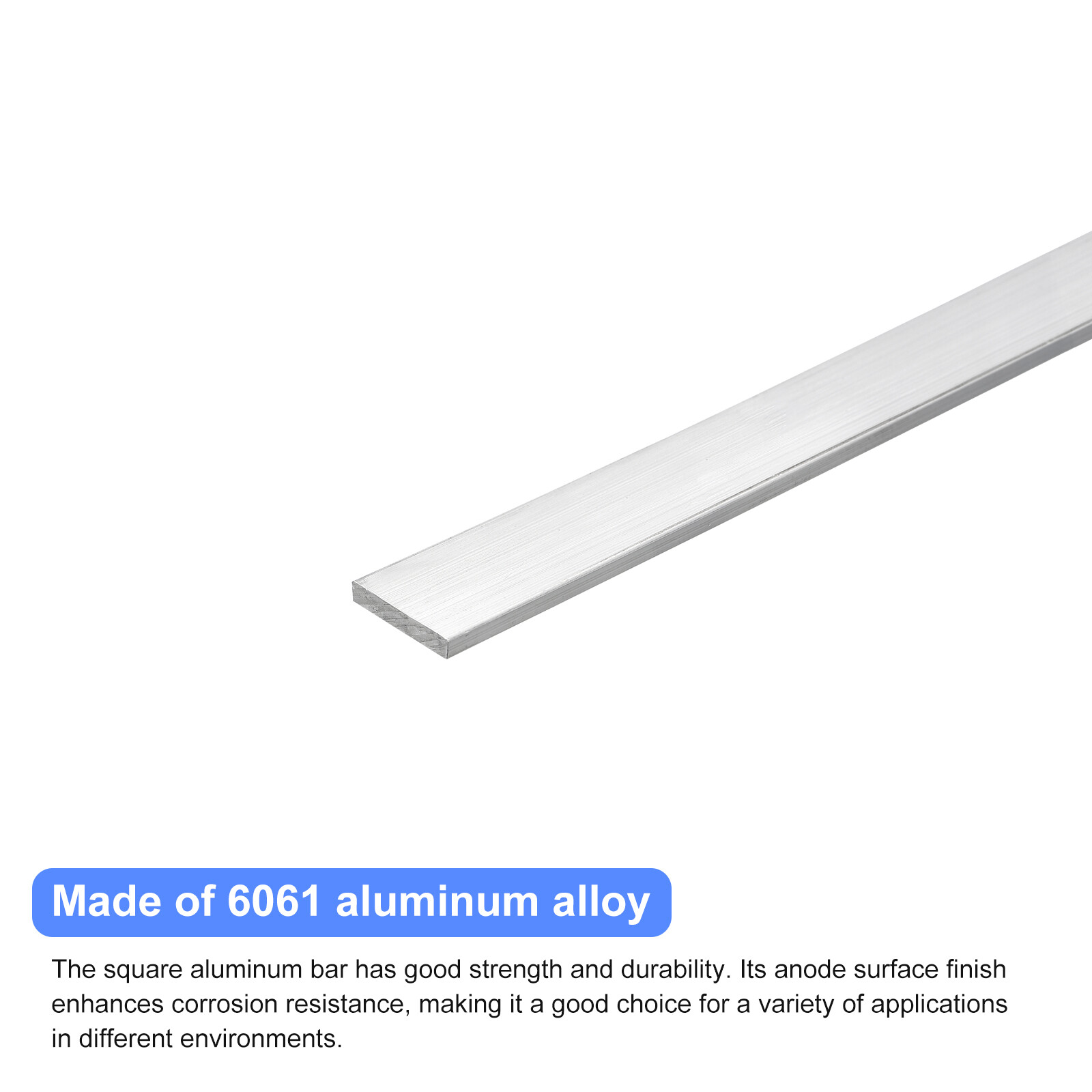 2pcs Square Aluminum Bar 3/16″ Thick 1″ Width 12″ Length