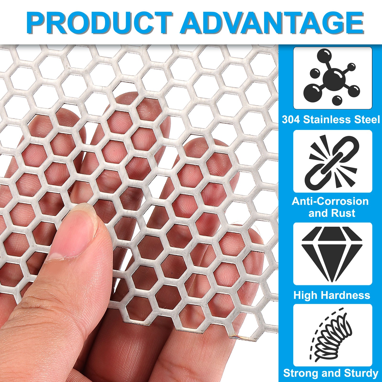 15.7″ x 7.9″ Perforated Metal Sheets, 19Ga 0.24″ Hexagonal Hole Mesh