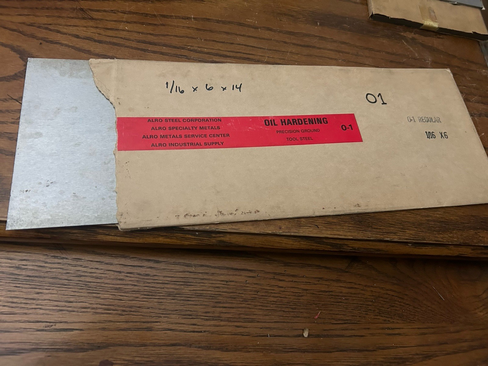 O1 Tool Steel, flat ground, 1/16″ x 6″ x 14″