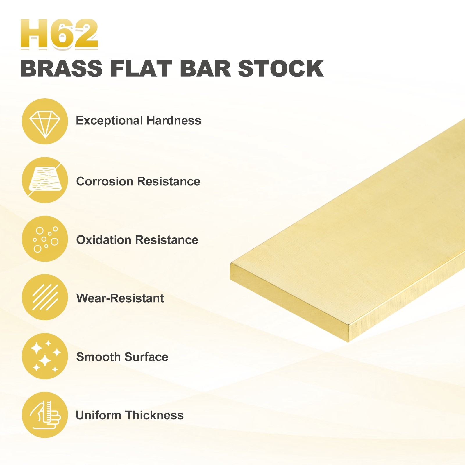 H62 Brass Flat Bar Stock, 2 Pcs 0.08″x1.18″x14″ Square Metal Solid Brass Bars