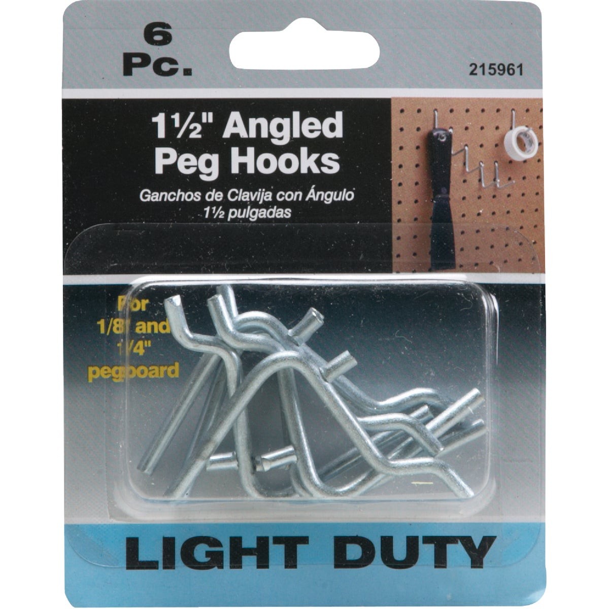 1-1/2 In. Angled Pegboard Hook (6-Count) 215961 SIM Supply, Inc. 215961