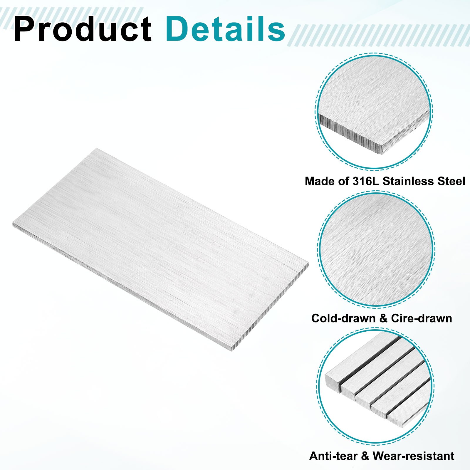 2 Pcs 316L Stainless Steel Flat Bar 1/8″ x 2″ x 4″ Trim Strips Sheet
