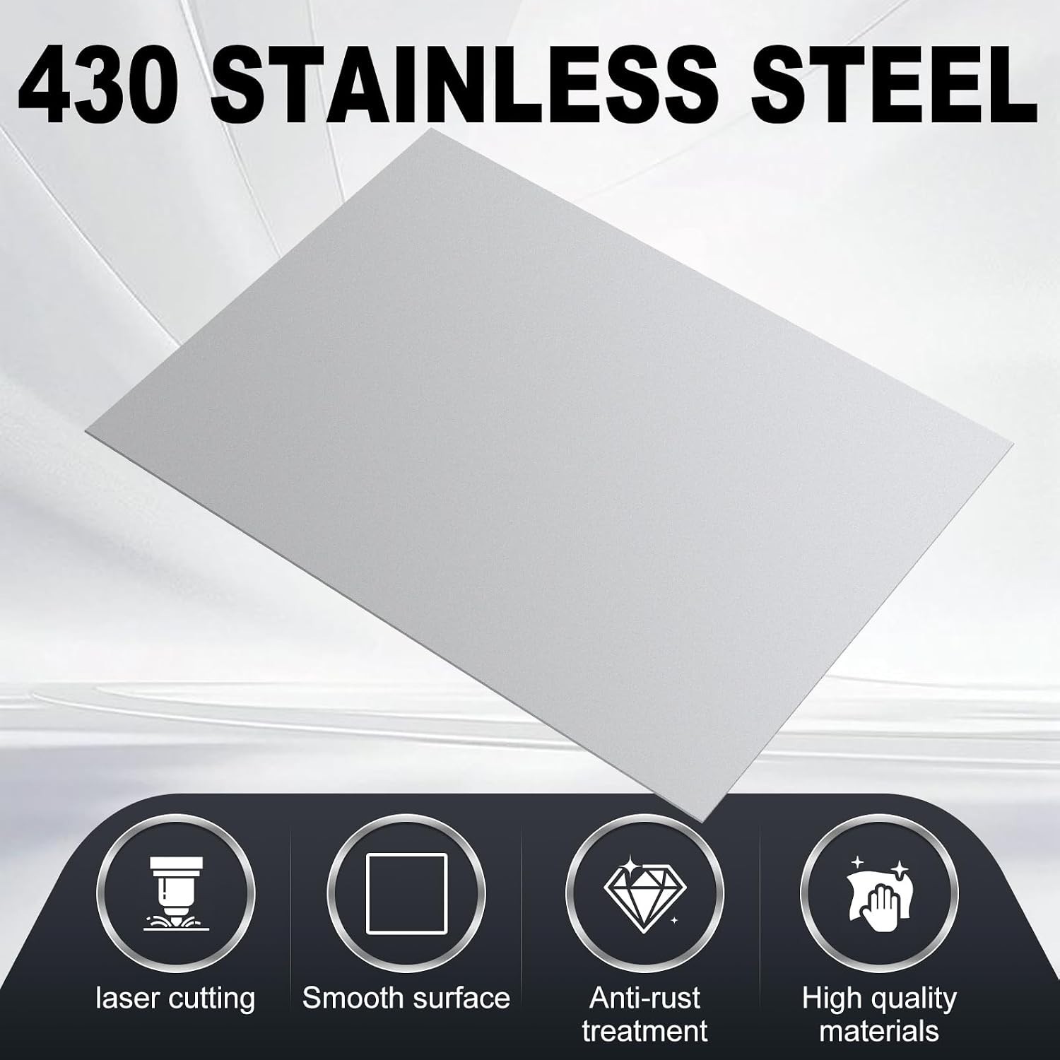 430 Stainless Steel Sheets, 2 Pc, 12″ x 6″, 11GA, Magnetic Board, Silver