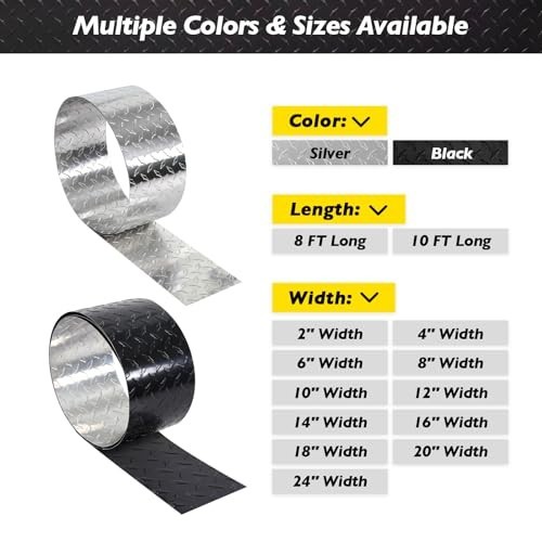 Black Embossed Aluminum Diamond Checker Plate Sheet – 8″ x 8′ Roll for Trailer,