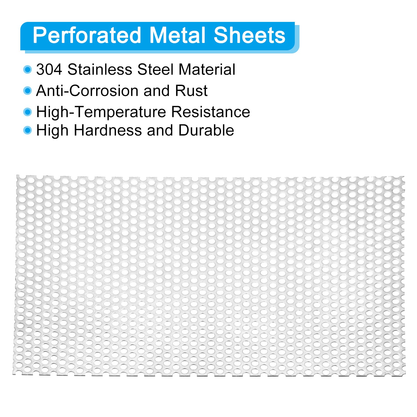11.8″ L x 7.9″ W Perforated Metal Sheets, 16Ga 0.2″ Hole 304 Stainless Steel