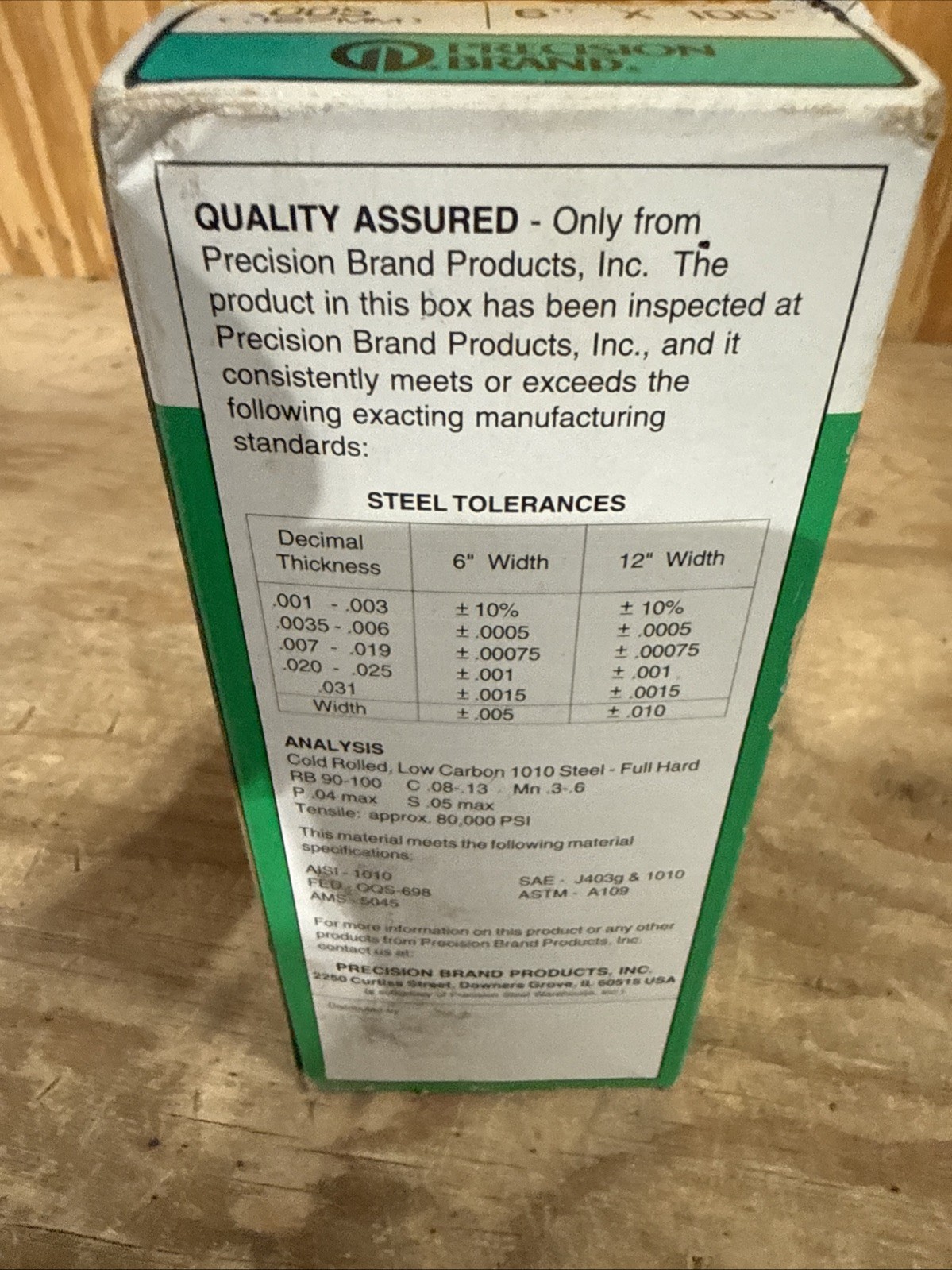 PRECISION BRAND .005” Thick – Steel Shim Stock 6” X 100 1XRoll