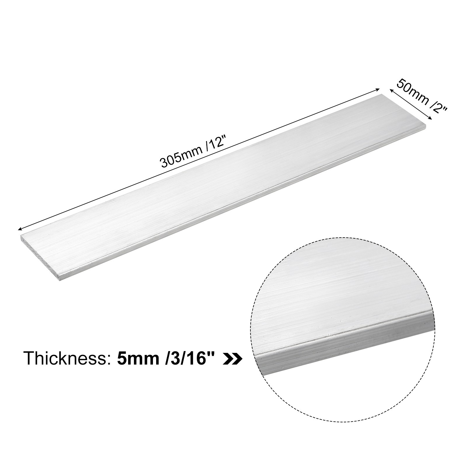 Square Aluminum Flat Bar 3/16″ Thickness 2″ Width 12″ Length
