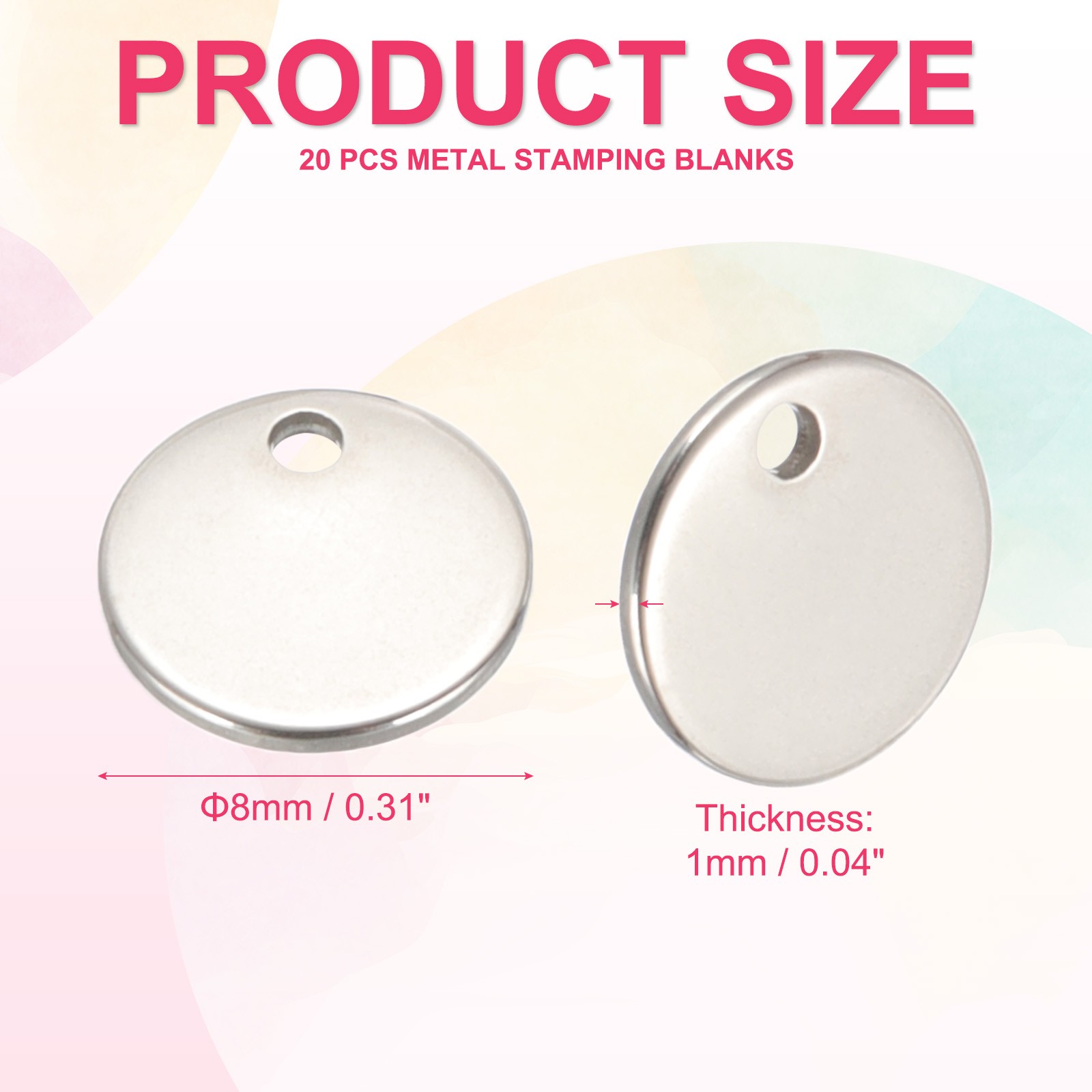 20 Pcs 5/16 Inch Round Metal Stamping Blanks, Silvery Blank Tags