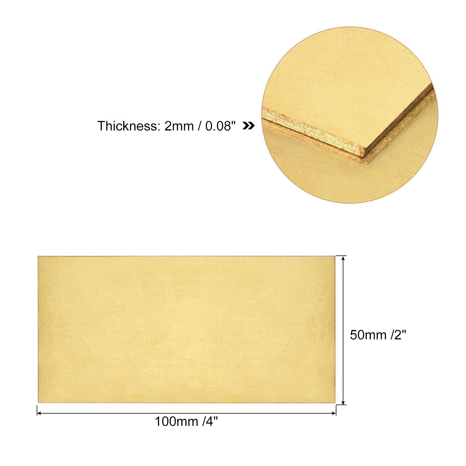 Brass Sheet, 1 x H62 Metal Sheets Plates 4″ Length x 2″ Width x 0.08″ Thickness