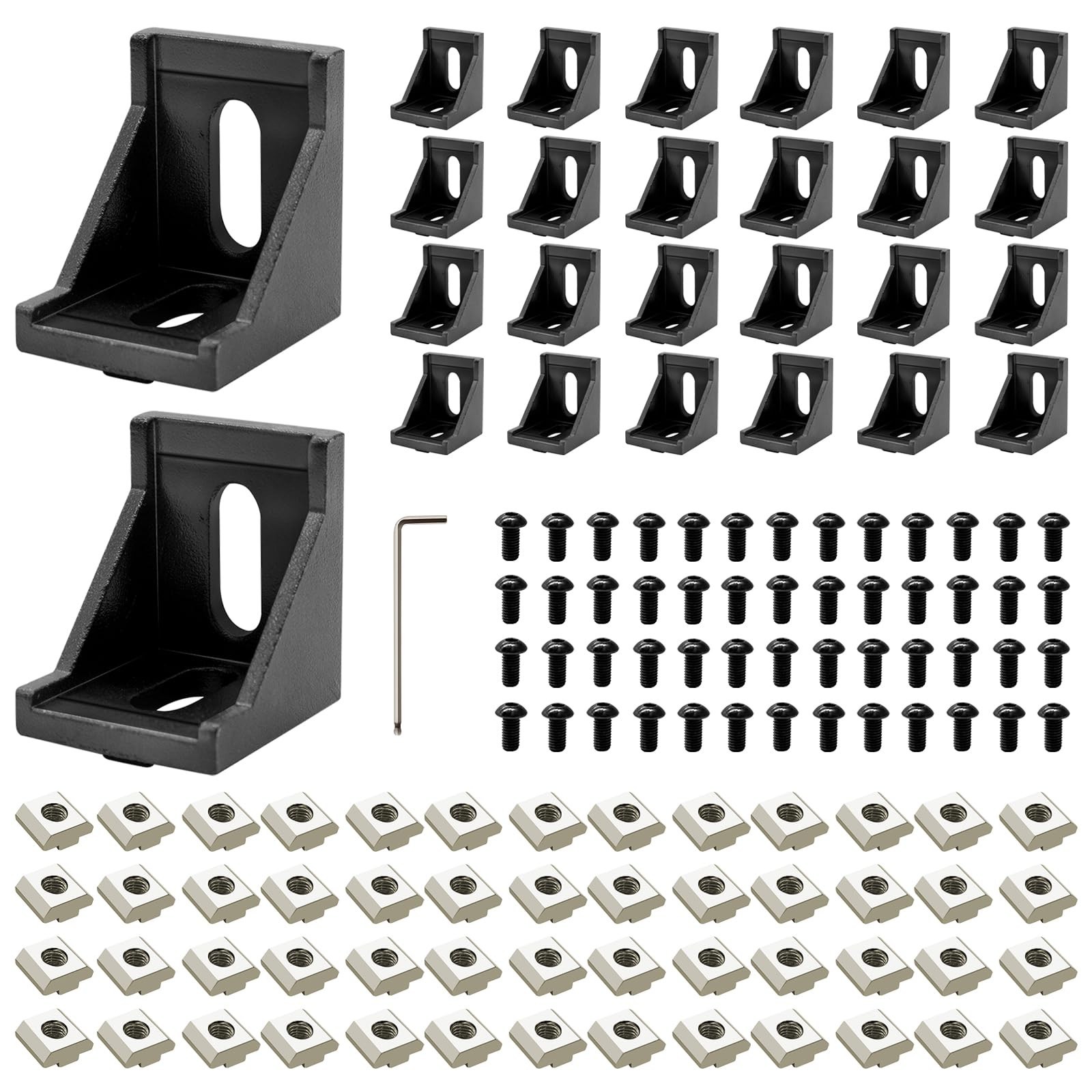 24pcs 3030 Aluminum Extrusion Corner Brackek Black 3030 Hardware Accessories …