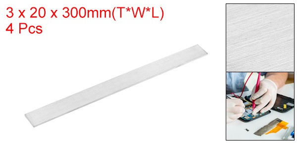 4Pcs 304 Stainless Steel Flat Bar, 1/8″ Thickness 25/32″ Width 12″ Length