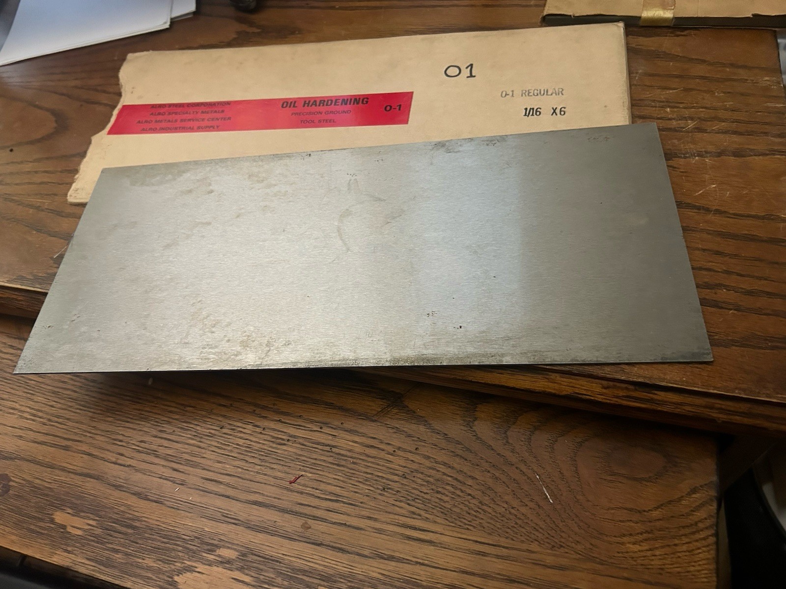 O1 Tool Steel, flat ground, 1/16″ x 6″ x 14″