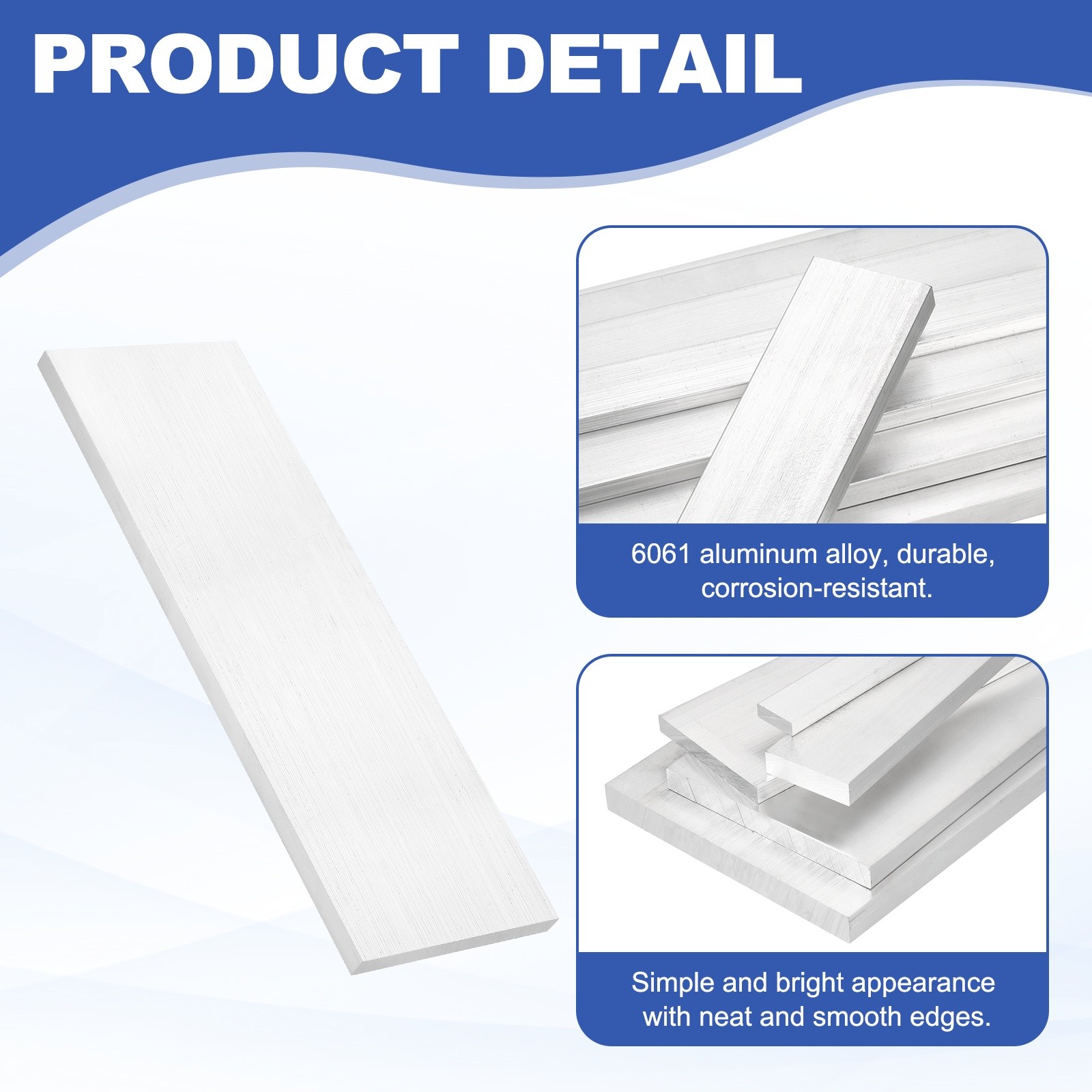 Square Aluminum Flat Bar, 10 x 100 x 305mm T6511 Solid New Mill Stock
