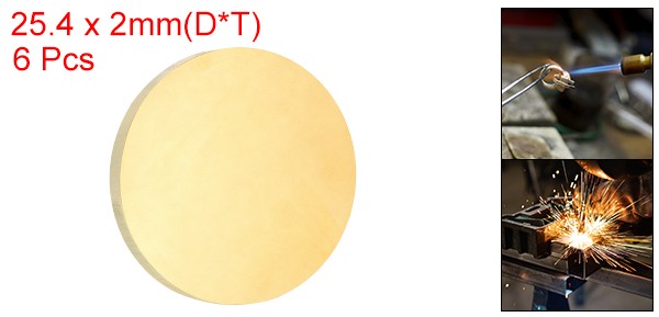 6 Pcs 0.08″/2mm Thick 1″/25mm Dia Brass Round Plate H65 Brass Round Sheet