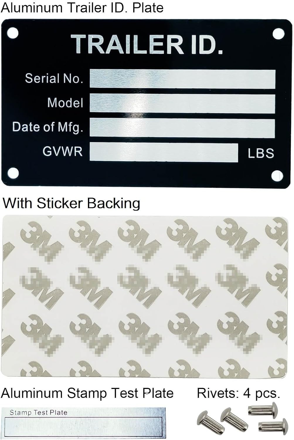 Blank Aluminum ID Plates, Metal Identification Plate, Serial Number Tag