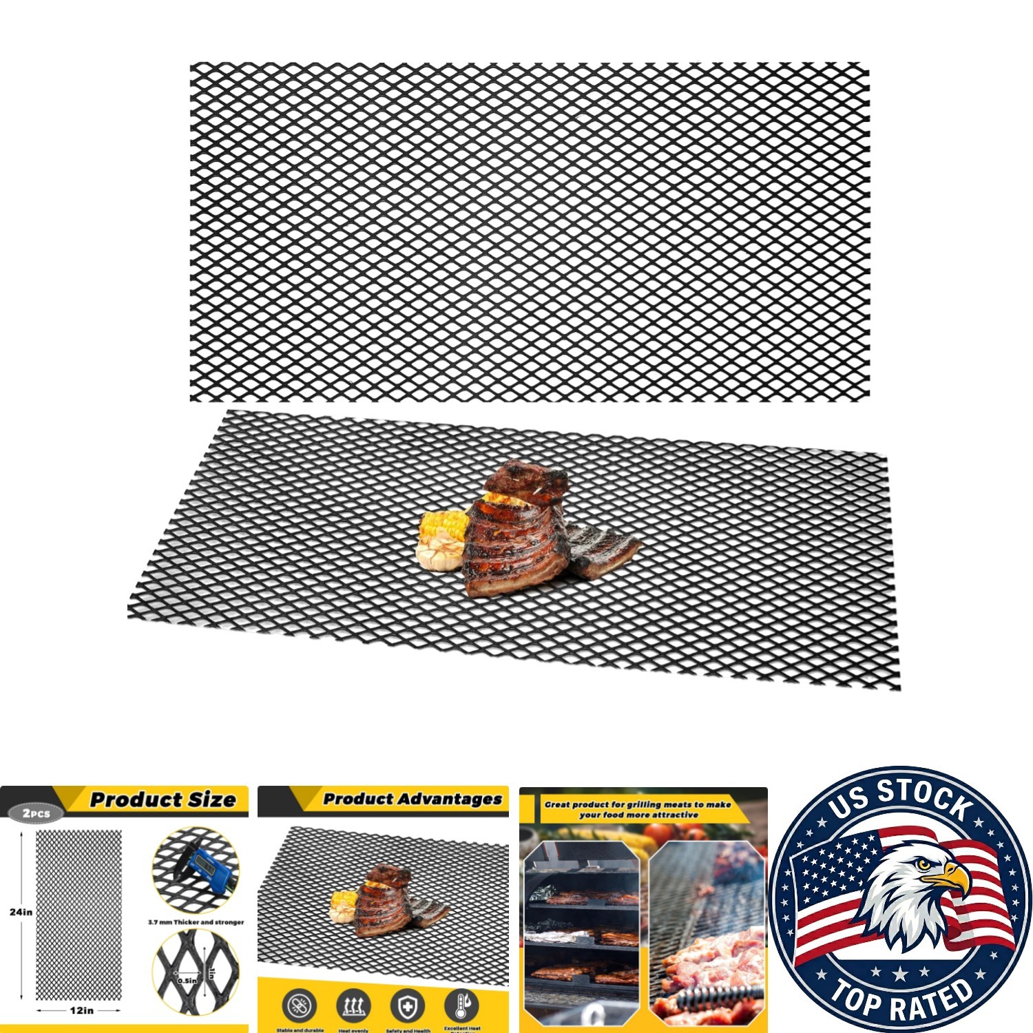 9 Gauge Expanded Steel Mesh Sheet for BBQ & DIY, 2 Pieces – 24 x 12 Inches