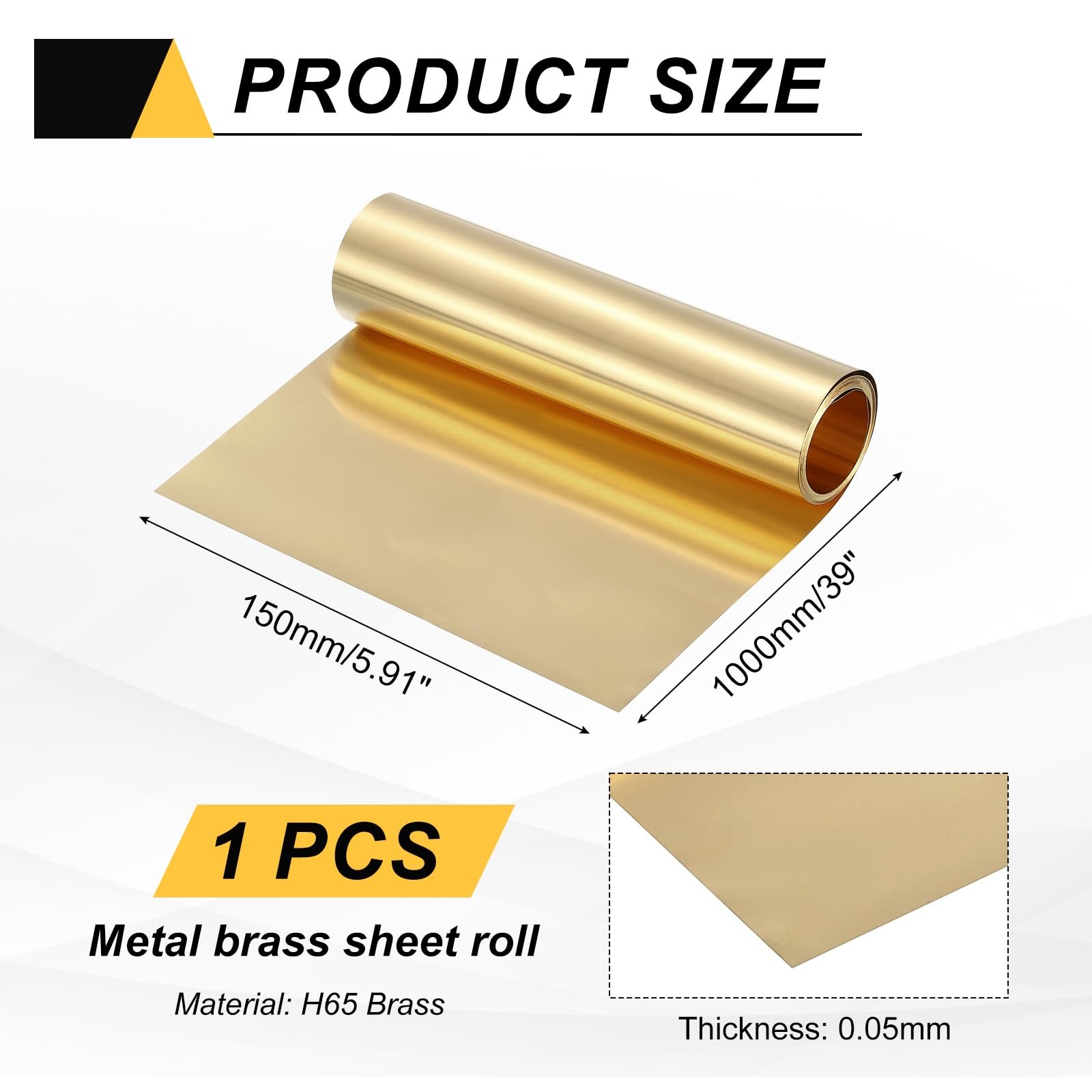 MECCANIXITY Brass Sheet Roll, 0.05 x 150 x 1000mm(TxWxL) Metal Flashing Brass…