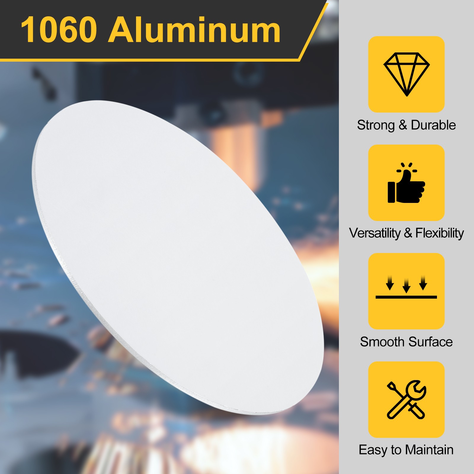 2Pcs Aluminum Disc, 4″(100mm) Dia 0.06″(1.5mm) Thick Round 1060 Aluminum Sheets