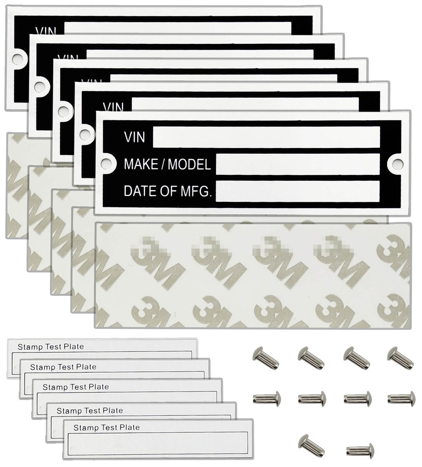 Blank Aluminum ID Plates – Metal Serial Number Tags, Equipment Data Plates, Comp