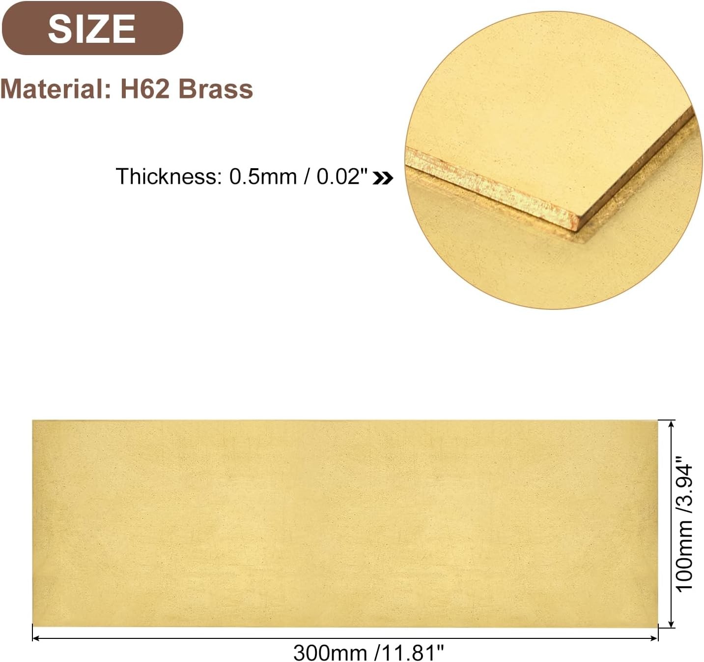 uxcell Brass Sheet, 12″ x 4″ Metal Sheets 0.02″ Thickness H62 Brass Plates for D