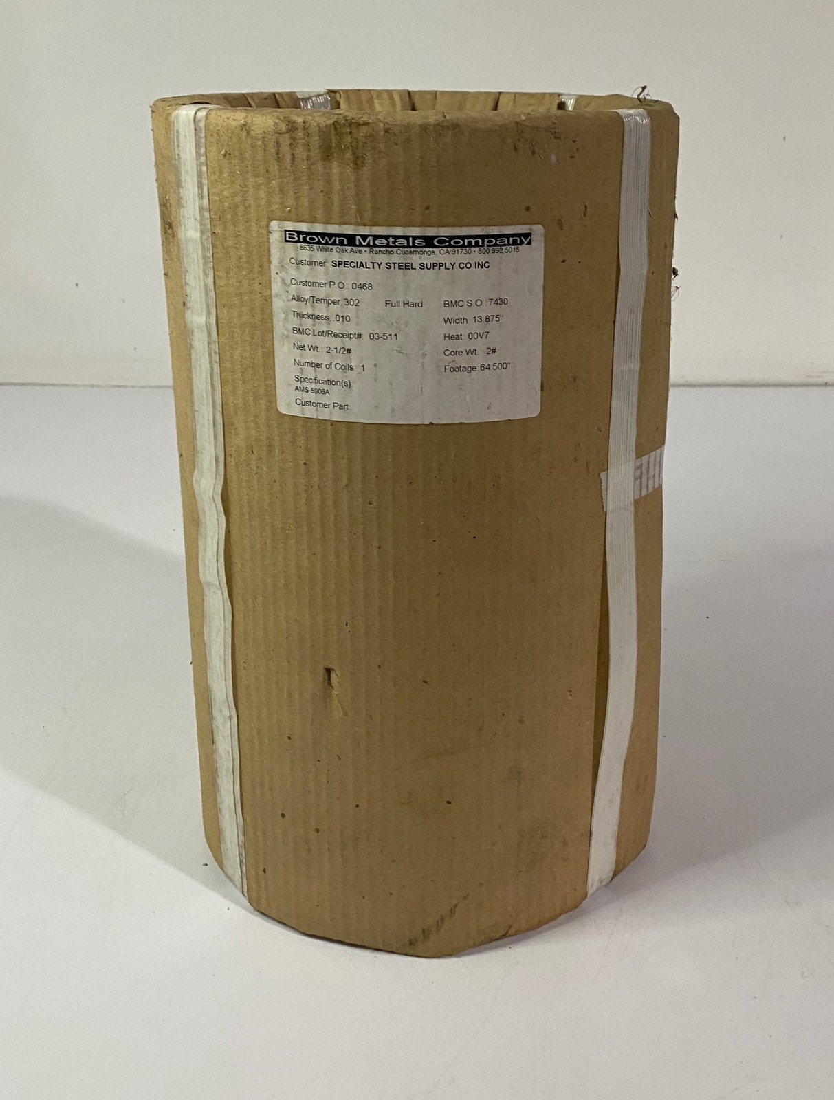 BROWN METALS COMPANY Stainless Steel Shim Coil .010″x 13.875″x 64.5″ AMS-5906A