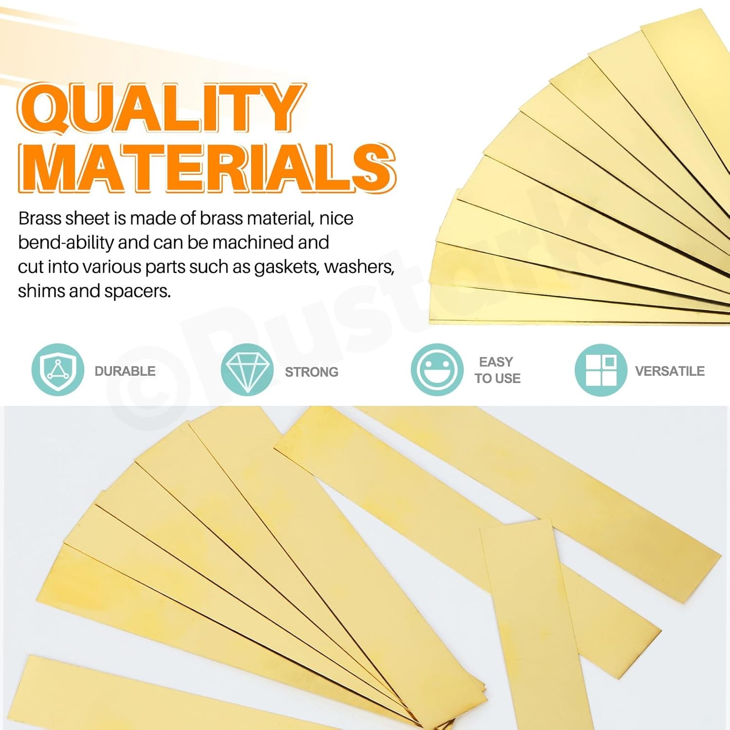 10Pcs Brass Strip Assortment Kit Brass Sheet Metal Shim Stock Sheet Metal Shims,