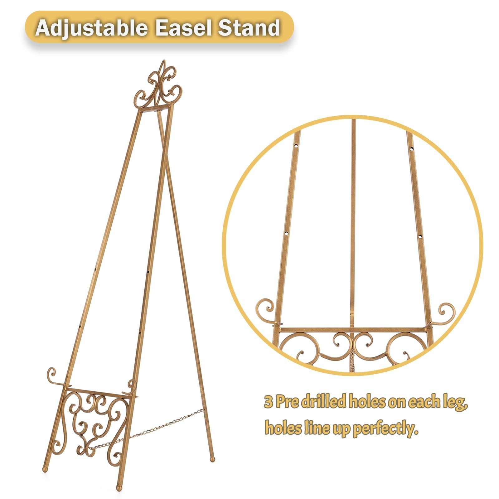 15″L x 25.5″W x 56.5″H Metal Scroll Extra Large Free Standing Adjustable Disp…