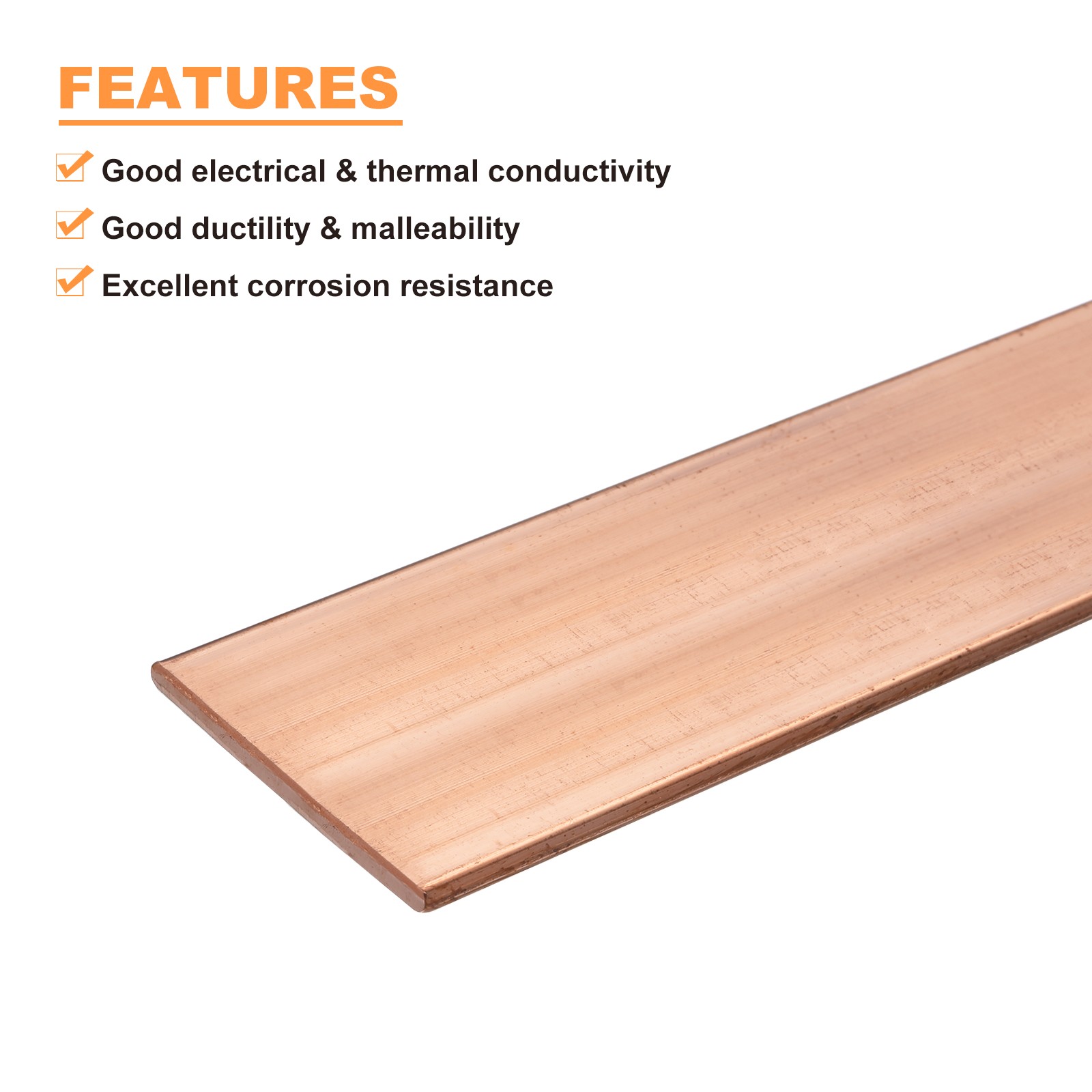 Copper Flat Bar 1/8″ Thickness x 2″ Width x 6″ Length Copper Bar Stock