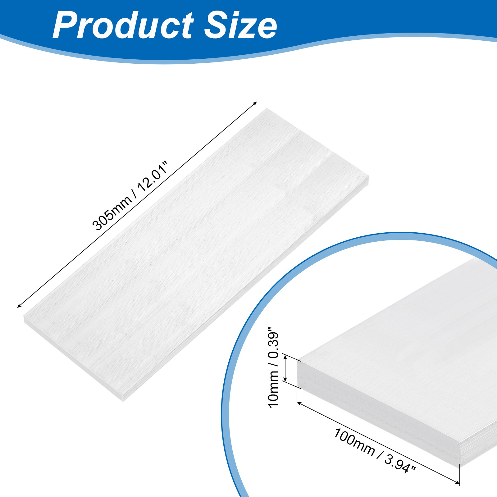 Square 6063 Aluminum Flat Bar 3/8″ Thickness 4″ Width 12″ Length