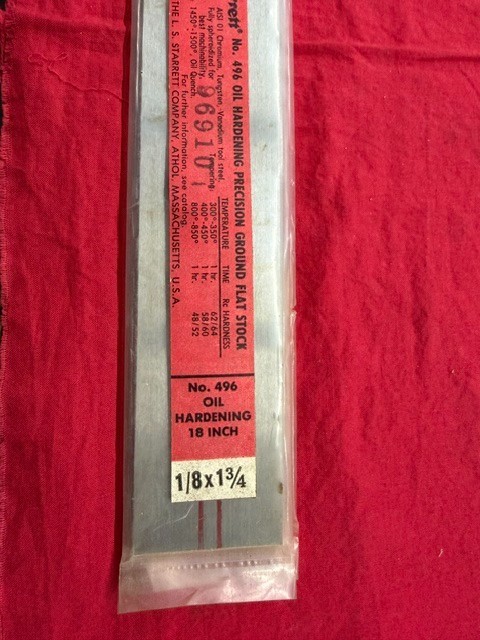Starrett 1/8 x 1-3/4 x 18″ No. 496 Oil Hardening Ground Flat Stock – Rust – Old