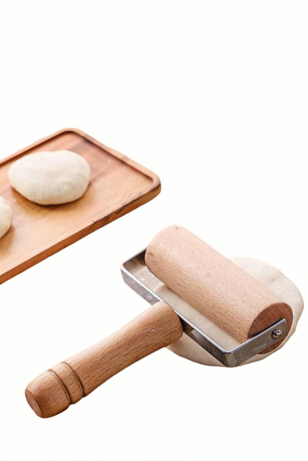 Stainless Steel & Beechwood Rolling Pin with Adjustable Thickness – Ergonomic…